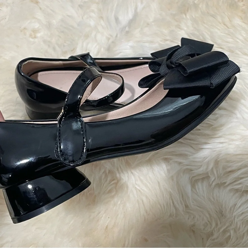 Dress Bow Black Girl’s Holiday Adorable Shoes Size 31